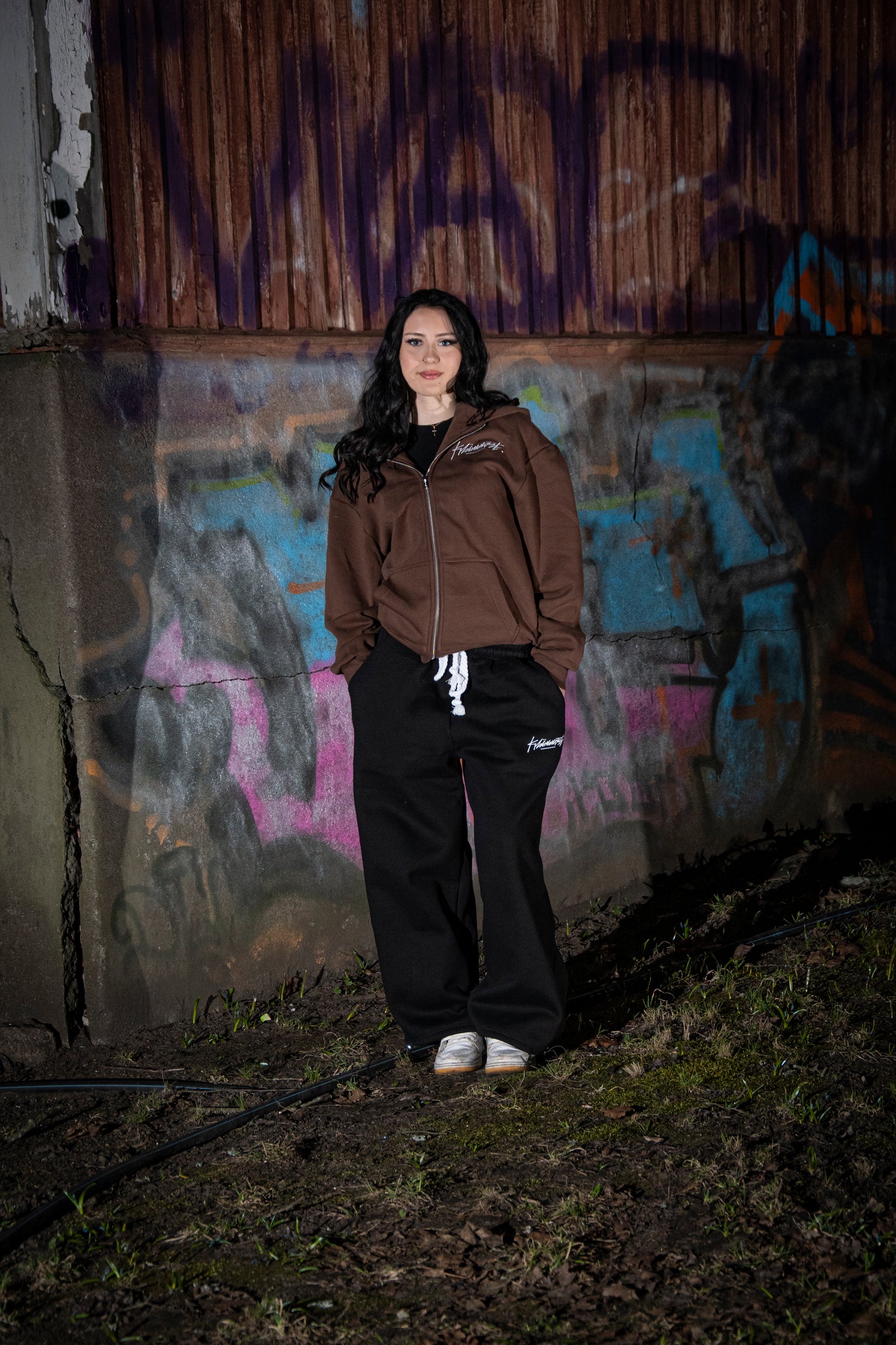 Klämmost - Brown track zip hoodie